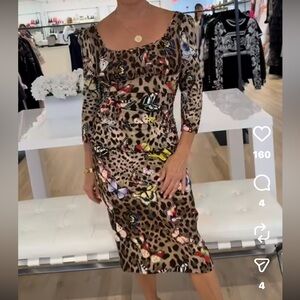 Leopard Print Dress with Butterfly Accents